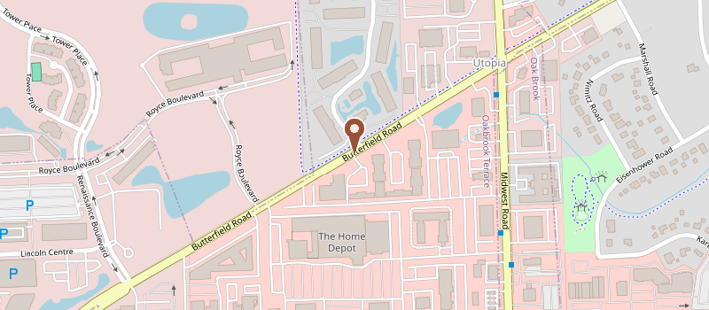 Map of the clinic's location on Butterfield Road in Oakbrook Terrace, Illinois
